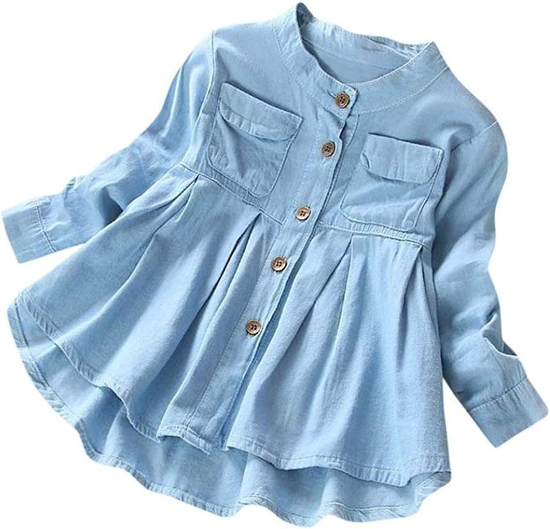 Guodeunh Store Baby Girls Kid Ruched Long Sleeve T-Shirt Tops Shirt Clothing Children Autumn Winter Fashion Blouse - Image 1