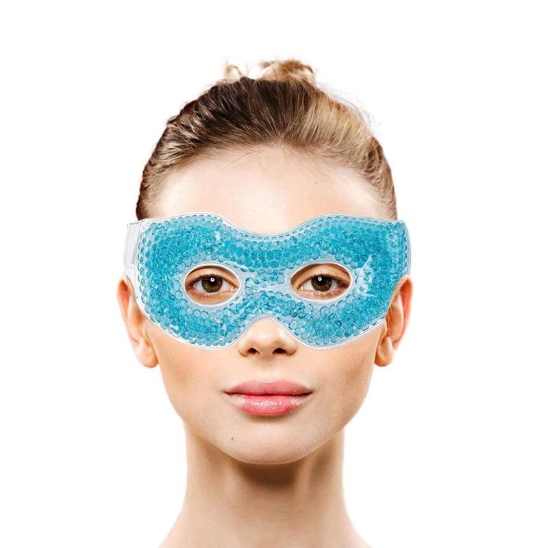 SOLARAE Gel Eyemask with Eye Holes, Hot Cold Compress Pack Eye Therapy, Cooling Eyemask for Puffy Eyes, Dry Eyes, Headaches, Migraines, Dark Circles, Sinus, Reusable Eye Facemask - Image 1