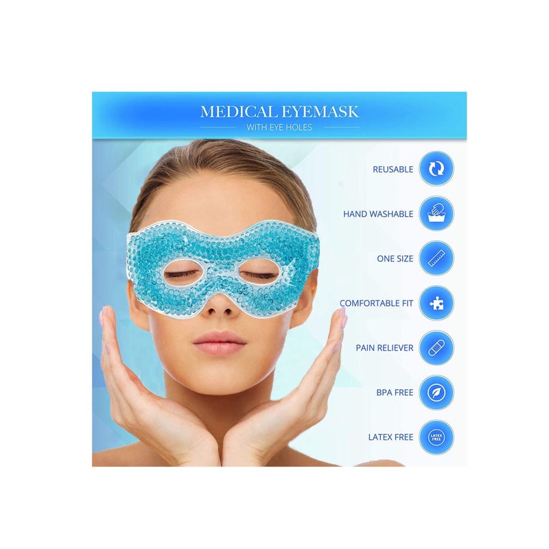 SOLARAE Gel Eyemask with Eye Holes, Hot Cold Compress Pack Eye Therapy, Cooling Eyemask for Puffy Eyes, Dry Eyes, Headaches, Migraines, Dark Circles, Sinus, Reusable Eye Facemask - Image 4