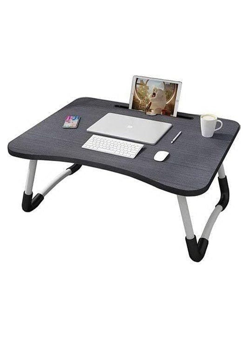 European Style Portable Laptop Table – Modern Black Metal Table with Cushioned Finish
