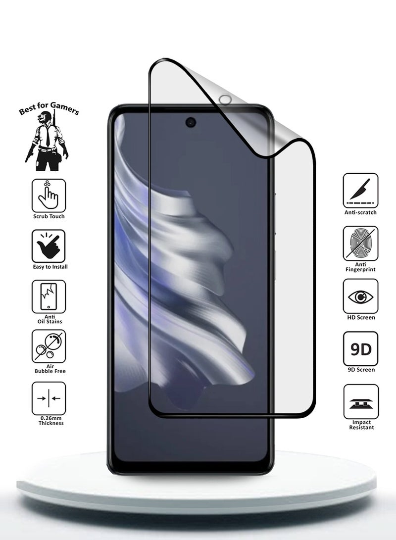 Wtech Tecno Spark 20 Pro 4G 2023 / Spark 20 Pro 5G 2024 Nano Ceramic Full Glue Full Cover Matte Flexible Screen Protector (MSCNMN) - Clear/Black - Image 2