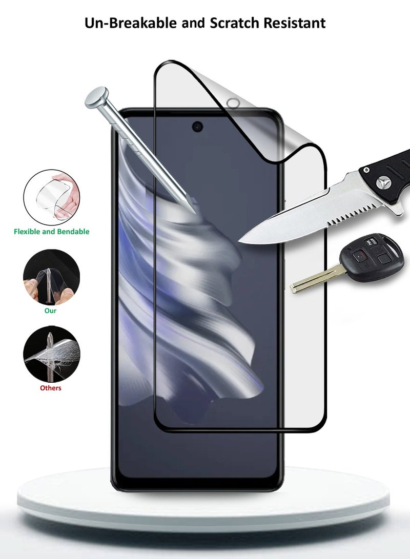 Wtech Tecno Spark 20 Pro 4G 2023 / Spark 20 Pro 5G 2024 Nano Ceramic Full Glue Full Cover Matte Flexible Screen Protector (MSCNMN) - Clear/Black - Image 3