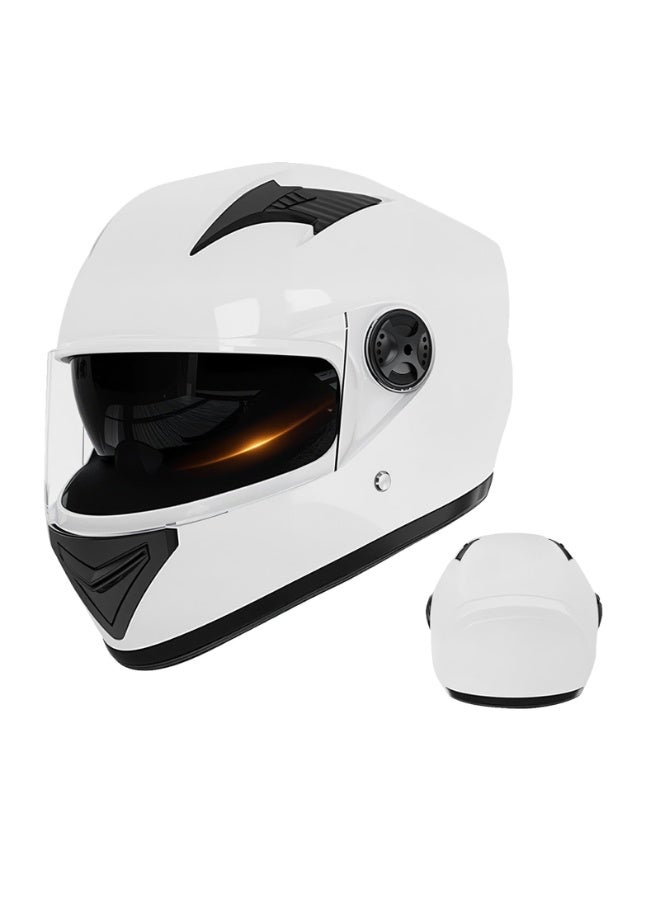 LAMAY Full-face motorcycle helmet, lightweight and impact-resistant, cool riding helmet, suitable for all seasons, white visor, breathable lining, unisex, suitable for riding and leisure activities. - Image 2