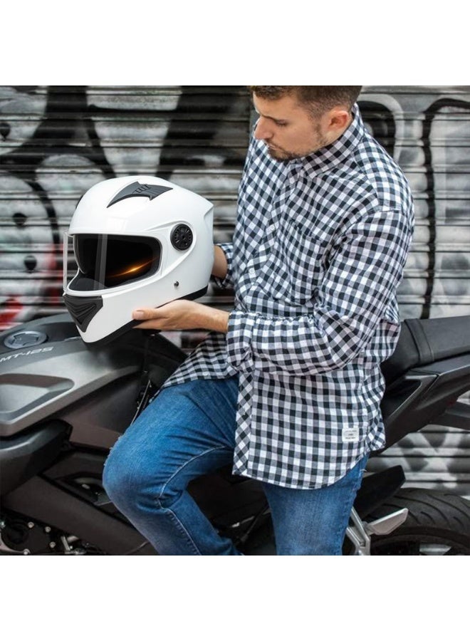 LAMAY Full-face motorcycle helmet, lightweight and impact-resistant, cool riding helmet, suitable for all seasons, white visor, breathable lining, unisex, suitable for riding and leisure activities. - Image 4