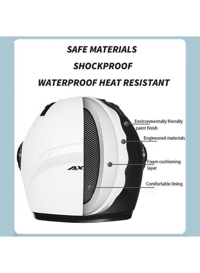 LAMAY Full-face motorcycle helmet, lightweight and impact-resistant, cool riding helmet, suitable for all seasons, white visor, breathable lining, unisex, suitable for riding and leisure activities. - Image 5