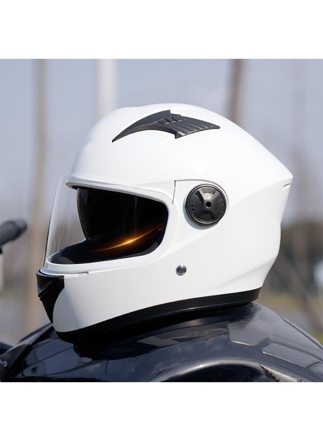 LAMAY Full-face motorcycle helmet, lightweight and impact-resistant, cool riding helmet, suitable for all seasons, white visor, breathable lining, unisex, suitable for riding and leisure activities. - Image 1