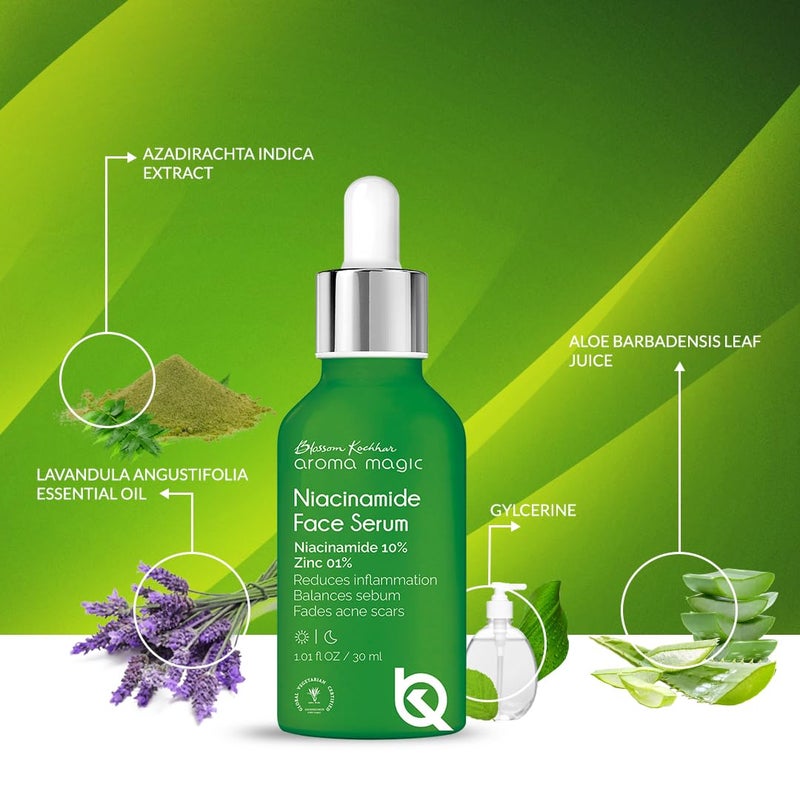 Aroma Magic 10 Niacinamide Face Serum for Acne Marks Enlarged Pores Hydration 1 Zinc PCA Excess OilSebum Control 30ml All Skin Types - Image 4