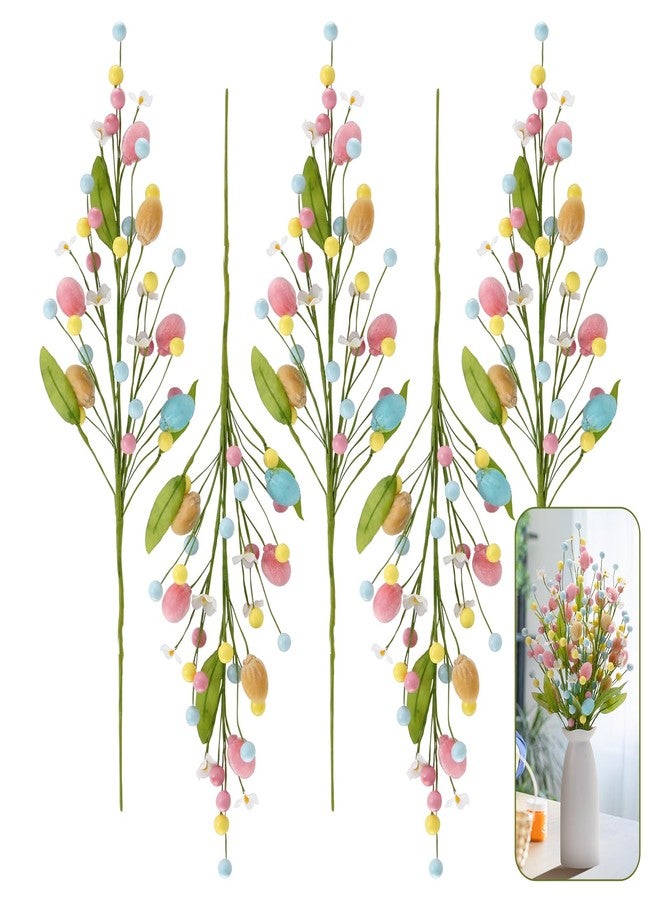 RoseCraft زهور عيد الفصح الاصطناعية من روز كرافت، 5 قطع من زينة بيض عيد الفصح الملونة والتوت، أغصان زهور الربيع، أغصان بيض، لتزيين مزهرية الزهور في حفلات المنزل. - Image 3