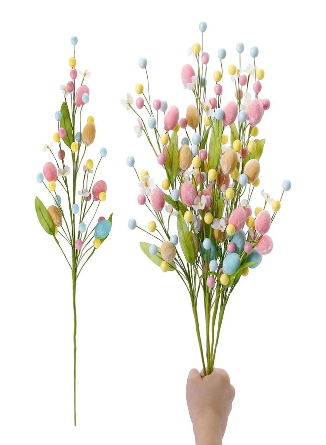 RoseCraft زهور عيد الفصح الاصطناعية من روز كرافت، 5 قطع من زينة بيض عيد الفصح الملونة والتوت، أغصان زهور الربيع، أغصان بيض، لتزيين مزهرية الزهور في حفلات المنزل. - Image 1
