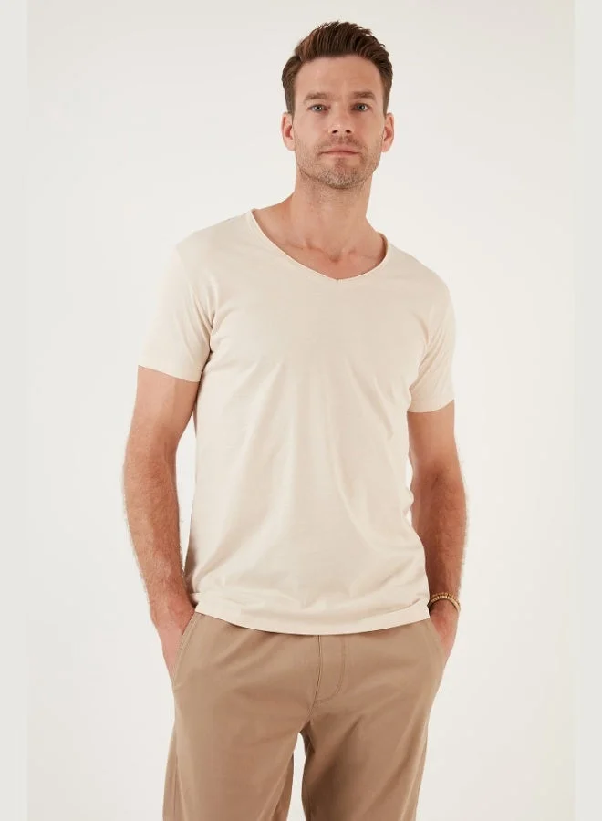 Buratti  Buratti Cotton Slim Fit V Neck Basic T Shirt Men's T SHIRT 5412001 for Men | Best Price UAE