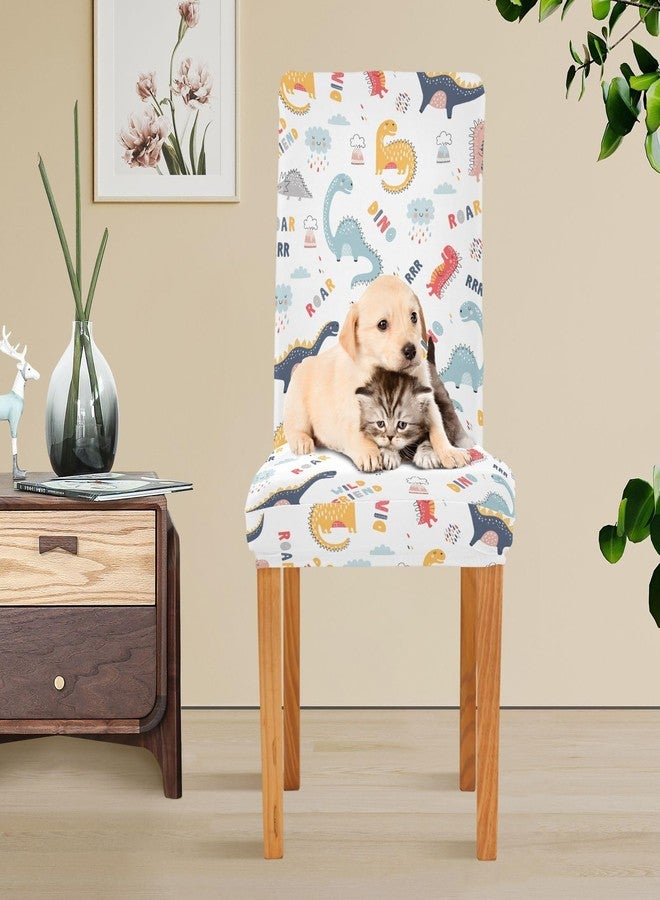 Kigai Cute Funny Kids Dinosaurs Chair Covers Set of 2, Washable Removable Chair Covers Protector for Dining Room,Hotel,Ceremony - Image 4