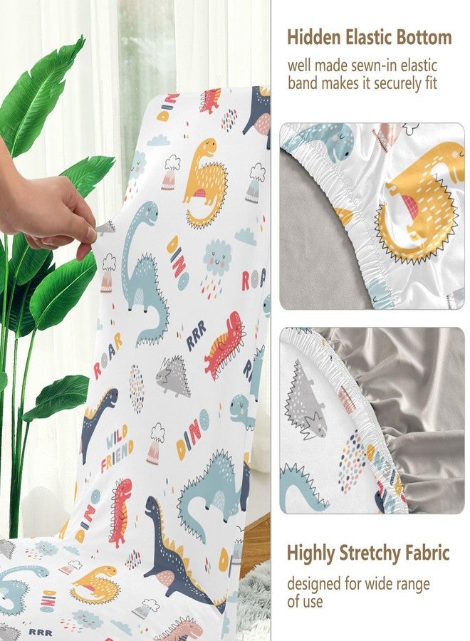 Kigai Cute Funny Kids Dinosaurs Chair Covers Set of 2, Washable Removable Chair Covers Protector for Dining Room,Hotel,Ceremony - Image 2