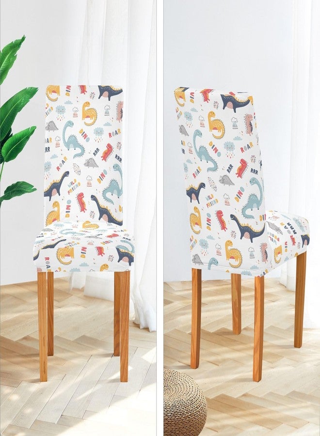 Kigai Cute Funny Kids Dinosaurs Chair Covers Set of 2, Washable Removable Chair Covers Protector for Dining Room,Hotel,Ceremony - Image 3