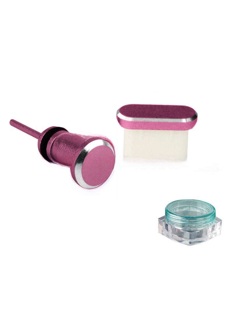 1 x 5 pcs Metal Dust Plug 2-in-1 Type-C for Huawei P40 Pro Xiaomi 10 Pink 