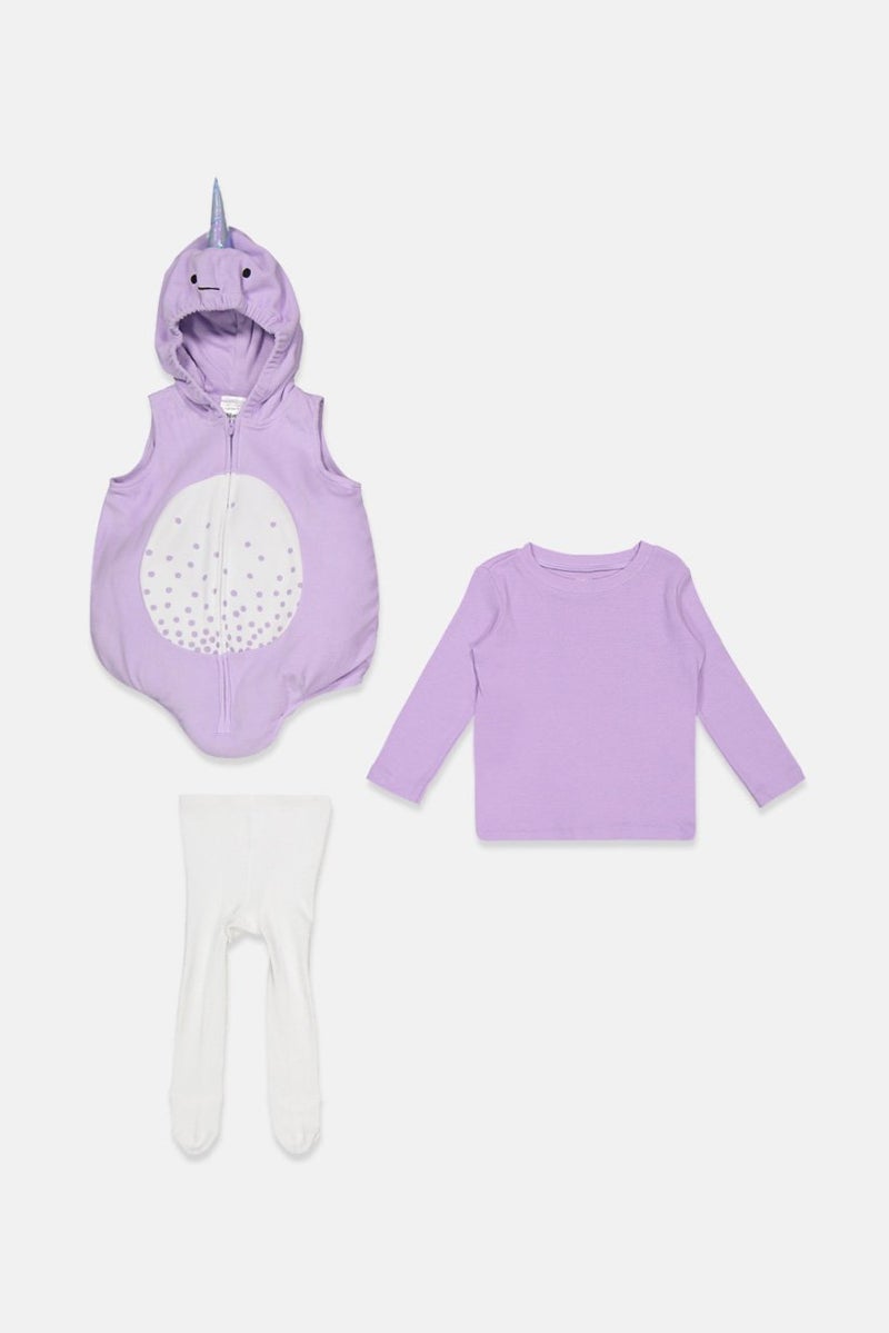carter's Toddlers Girl 3 Piece Unicorn Rompers With Top And Bottom Set, Purple and White - Image 1