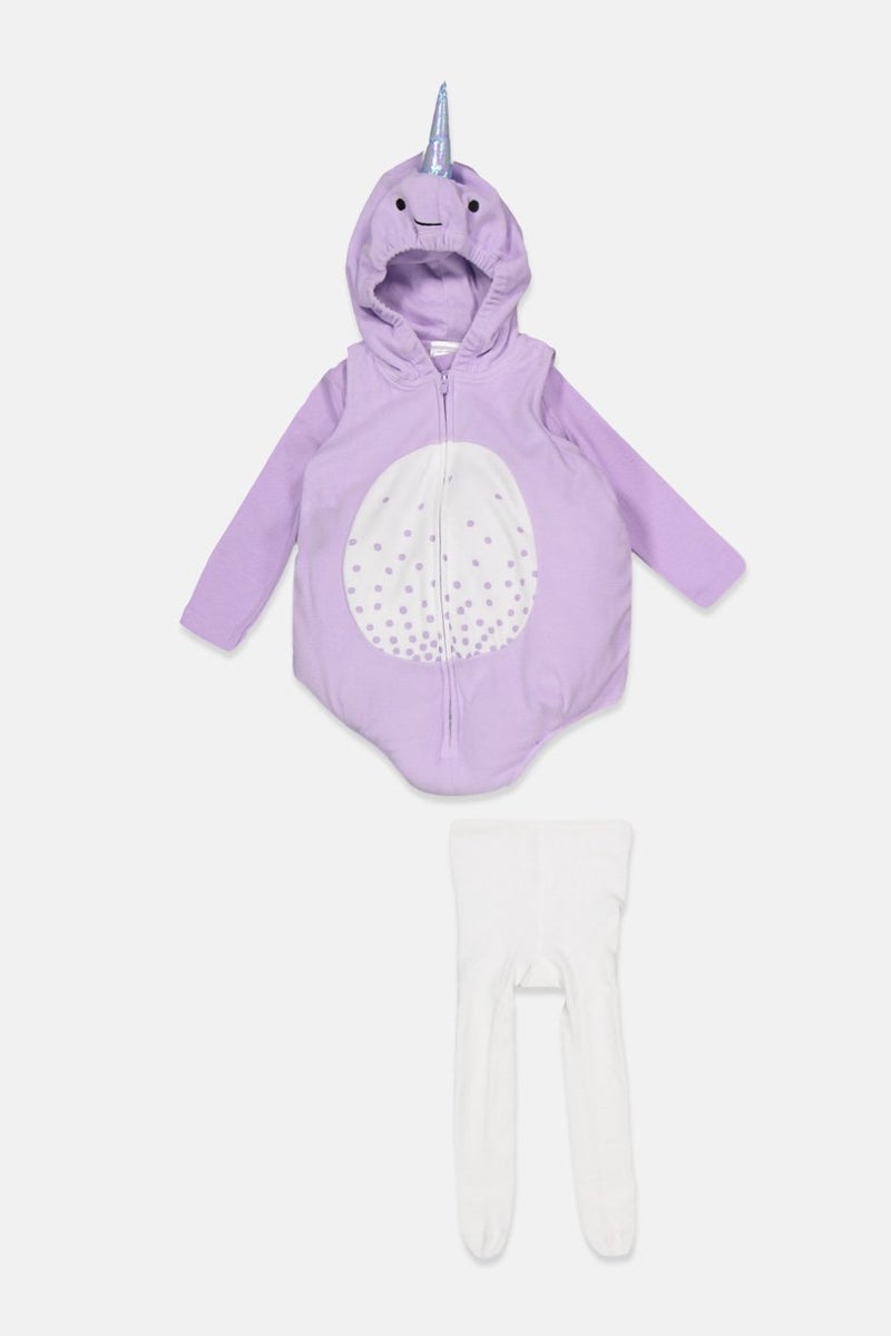 carter's Toddlers Girl 3 Piece Unicorn Rompers With Top And Bottom Set, Purple and White - Image 3