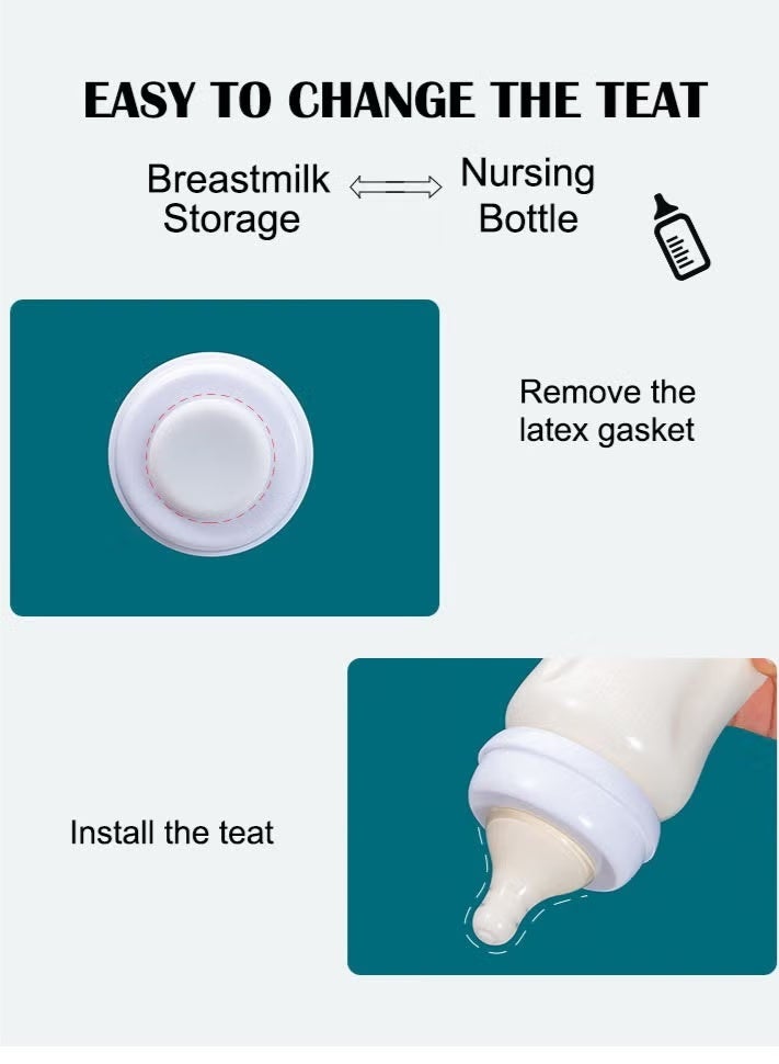 إيكيوك 6 زجاجات لتخزين حليب الأم مع غطاء محكم الإغلاق 6.08 أونصة / 180 مل حاويات لتخزين حليب الأم في الثلاجة كبديل لأكياس تخزين حليب الأم مستلزمات الرضاعة الطبيعية - Image 5