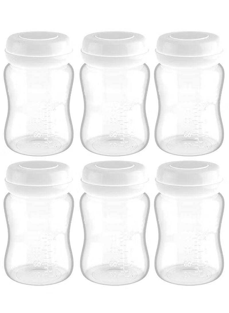 إيكيوك 6 زجاجات لتخزين حليب الأم مع غطاء محكم الإغلاق 6.08 أونصة / 180 مل حاويات لتخزين حليب الأم في الثلاجة كبديل لأكياس تخزين حليب الأم مستلزمات الرضاعة الطبيعية - Image 1