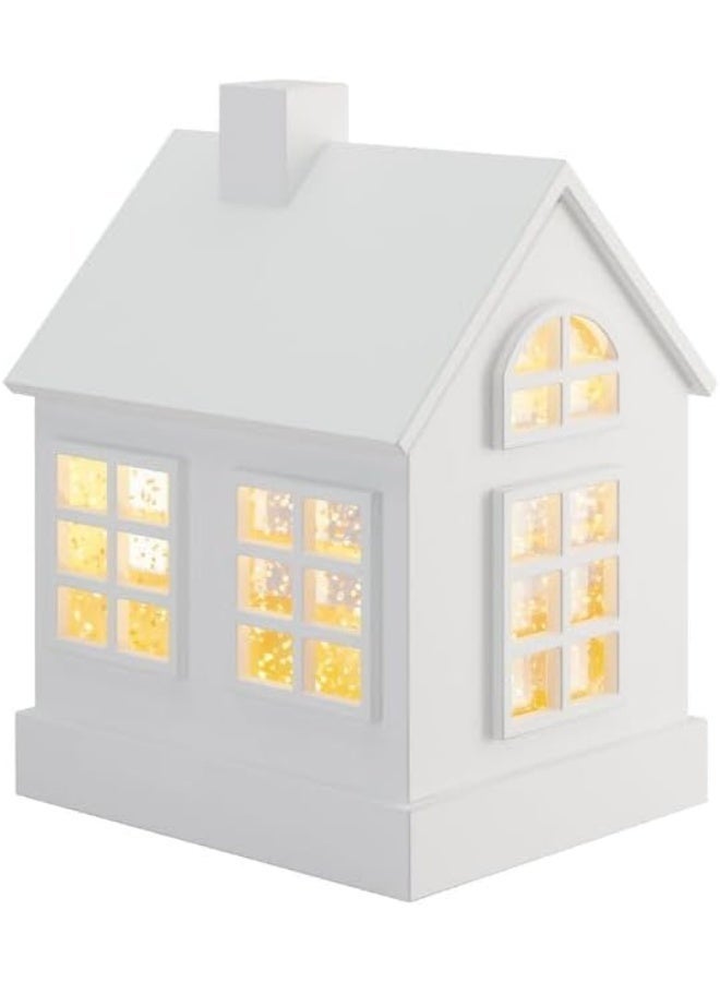 Sompex Glamor House Decorative LED Lamp White – 11.5 x 16 cm | Festive Glitter Swirl Light with Continuous Motion, Warm 2300K Ambient Glow, Battery Operated Holiday Home Decor Night Lamp - Image 1