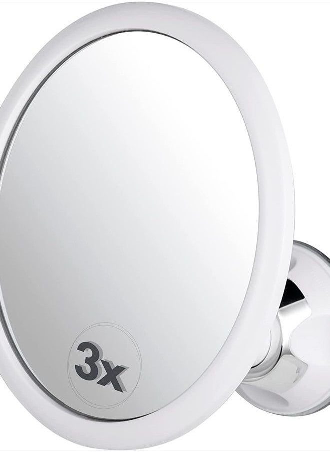 Mirrorvana 3X Magnifying Round Shower Mirror for Fogless Shaving with Strong and Sticky Suction Cup, Shatterproof Surface and 360° Swivel - 6.7" Diameter  - Image 1