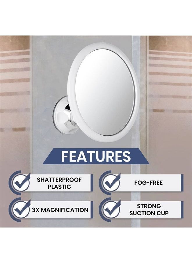 Mirrorvana 3X Magnifying Round Shower Mirror for Fogless Shaving with Strong and Sticky Suction Cup, Shatterproof Surface and 360° Swivel - 6.7" Diameter  - Image 2