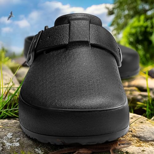 KEMISANT Women Clogs,Comfortable Mules Sandals Slippers Nurse Garden Shoes Unisex for Men Cushioned Support(Black-12Women/10 Men) - Image 4
