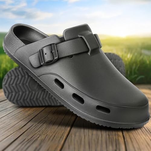 KEMISANT Women Clogs,Comfortable Mules Sandals Slippers Nurse Garden Shoes Unisex for Men Cushioned Support(Black-12Women/10 Men) - Image 2