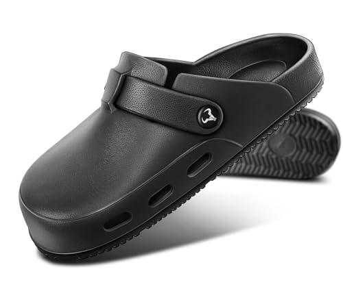 KEMISANT Women Clogs,Comfortable Mules Sandals Slippers Nurse Garden Shoes Unisex for Men Cushioned Support(Black-12Women/10 Men) - Image 1