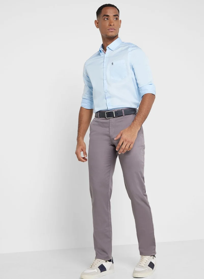 توماس سكوت Thomas Scott Men Blue Regular Fit Relaxed Cotton Casual Sustainable Shirt