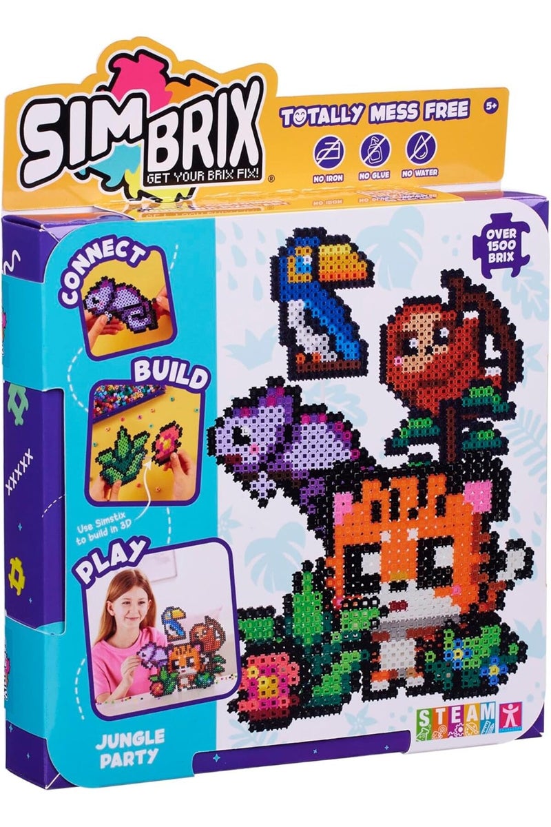 Character Options Simbrix Jungle Party Theme Set - 2D & 3D Pixel Art, 1500+ Brix, Ages 5+ - Image 1