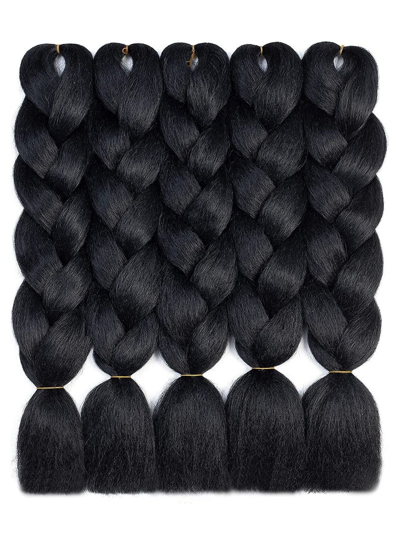 إستيل جدائل شعر أومبير جامبو جدائل شعر صناعية 5 حزم وصلات شعر لتضفير الكروشيه الملتوي أسود - Image 1