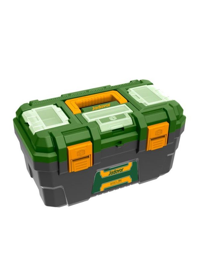 JADEVER Heavy Duty Plastic Tool Box 19 Inch with Organizer Compartments | Portable Storage Case with Secure Lock & Strong Handle | Durable Toolbox for Hand Tools, Hardware & Home Garage Use - Image 2