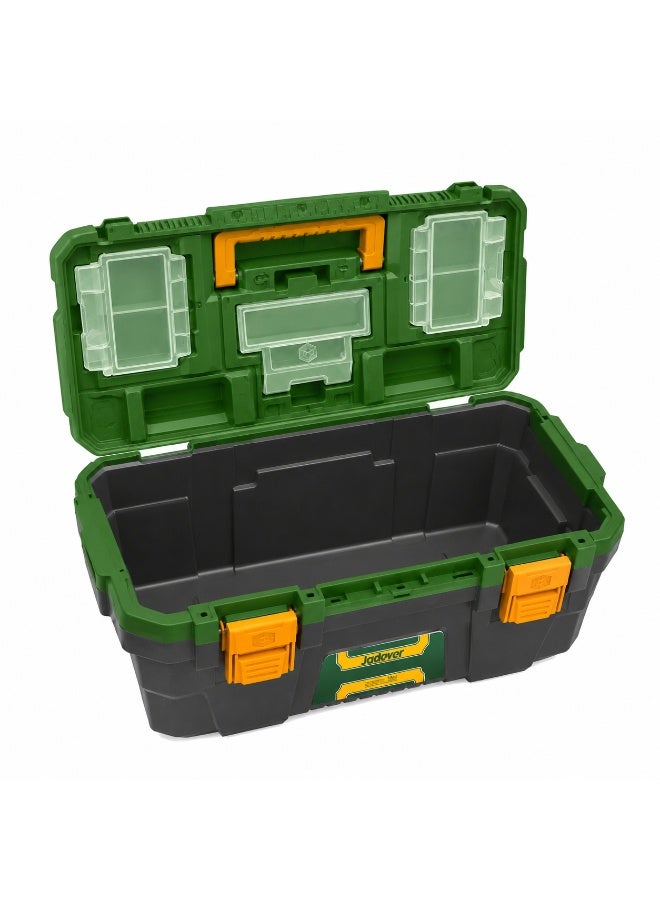 JADEVER Heavy Duty Plastic Tool Box 19 Inch with Organizer Compartments | Portable Storage Case with Secure Lock & Strong Handle | Durable Toolbox for Hand Tools, Hardware & Home Garage Use - Image 3
