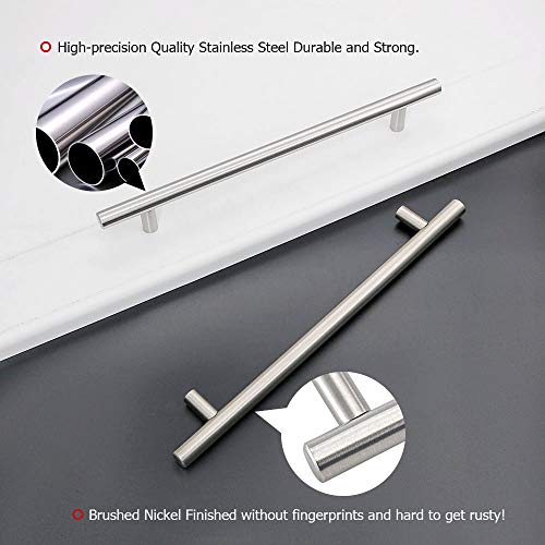 homdiy 15 Pack Kitchen Cabinet Handles Brushed Nickel Pulls for Cabinets - HD201SN Contemporary Cabinet Handle Pull Cabinet Door Handle Straight Bar Pull Stainless Steel, 10in Hole Centers - Image 4