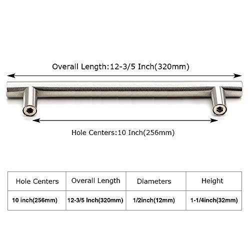 homdiy 15 Pack Kitchen Cabinet Handles Brushed Nickel Pulls for Cabinets - HD201SN Contemporary Cabinet Handle Pull Cabinet Door Handle Straight Bar Pull Stainless Steel, 10in Hole Centers - Image 2