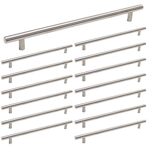 homdiy 15 Pack Kitchen Cabinet Handles Brushed Nickel Pulls for Cabinets - HD201SN Contemporary Cabinet Handle Pull Cabinet Door Handle Straight Bar Pull Stainless Steel, 10in Hole Centers - Image 3