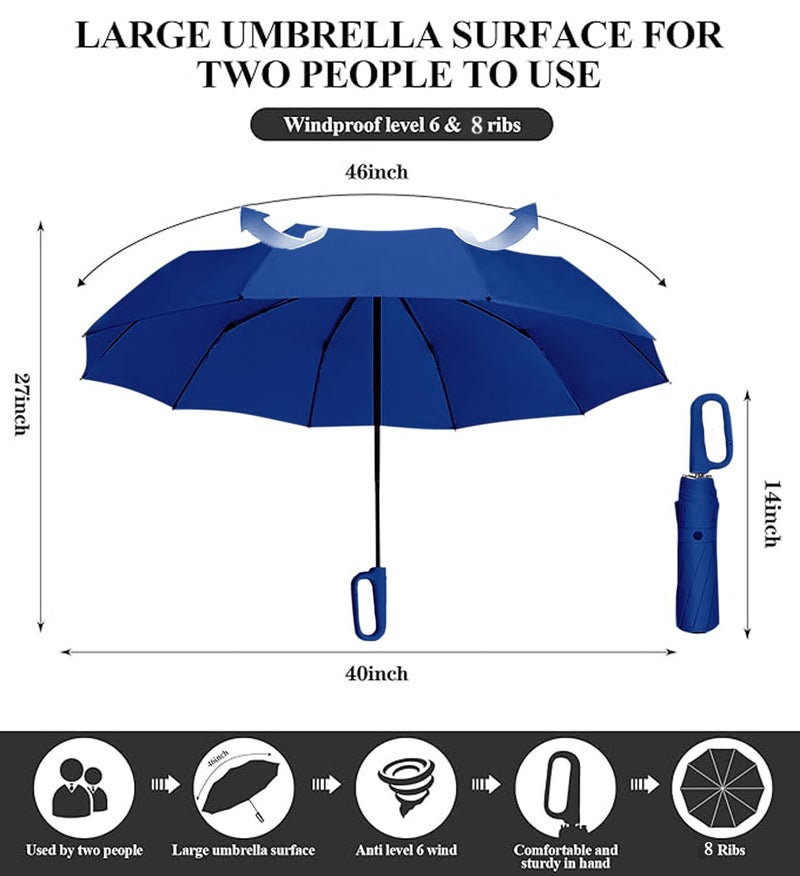 Zemic UV Umbrella with Novelty Carabiner Handle, Travel Umbrellas for Rain and Sun Protection, Windproof Compact, Automatic Open/Close, 8 Ribs, Portable Umbrella for Men and Women (Navyblue) - Image 5