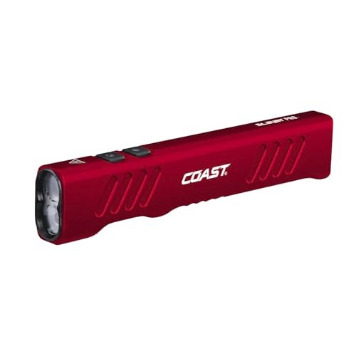 Coast Slayer 1150 Lumen USB-C Rechargeable LED Flashlight with Spot/Flood, Memory Mode and Pocket Clip, RED - Image 1