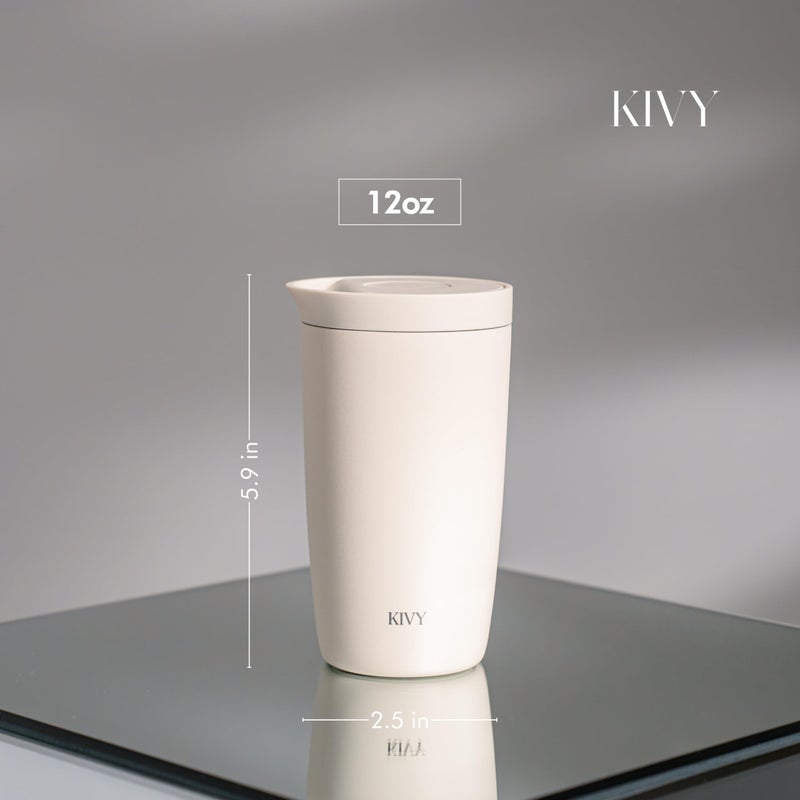 KIVY Travel Coffee Mug Tumbler [24h Cold | 6h Hot] Reusable Insulated Coffee Tumbler Stainless Steel - Spill Proof Coffee Travel Mug - Leakproof 12oz Insulated cup to go - Dishwasher Safe, BPA Free - Image 2