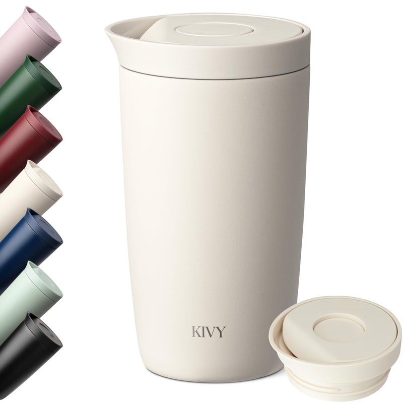 KIVY Travel Coffee Mug Tumbler [24h Cold | 6h Hot] Reusable Insulated Coffee Tumbler Stainless Steel - Spill Proof Coffee Travel Mug - Leakproof 12oz Insulated cup to go - Dishwasher Safe, BPA Free - Image 1