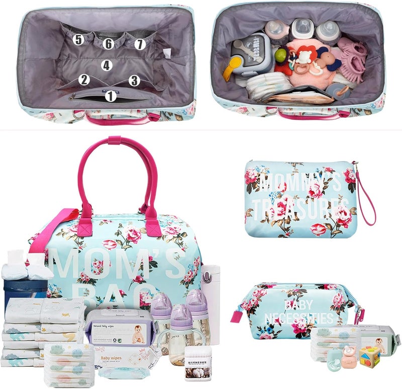 Printe Floral Mommy Diaper Bag Set - Image 2