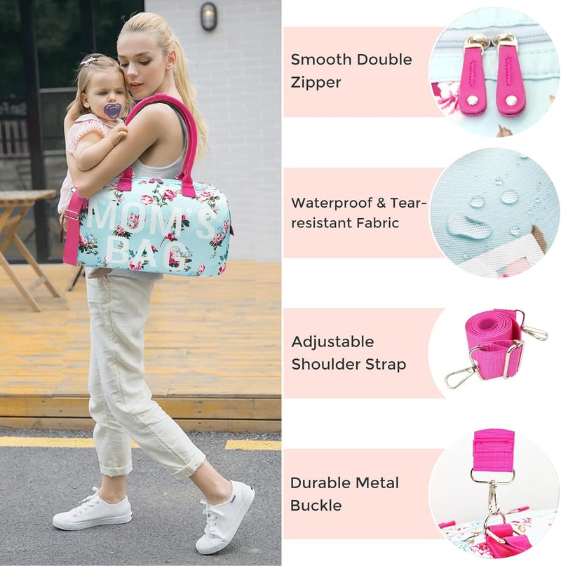 Printe Floral Mommy Diaper Bag Set - Image 5