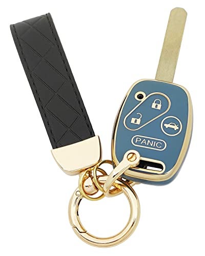 AYGUCEKE TPU Protective Key Fob Cover Case Compatible with Honda 20032012 Accord 20062013 Civic EX 20092015 Pilot 20052006 CRV Key Fob Blue - Image 1