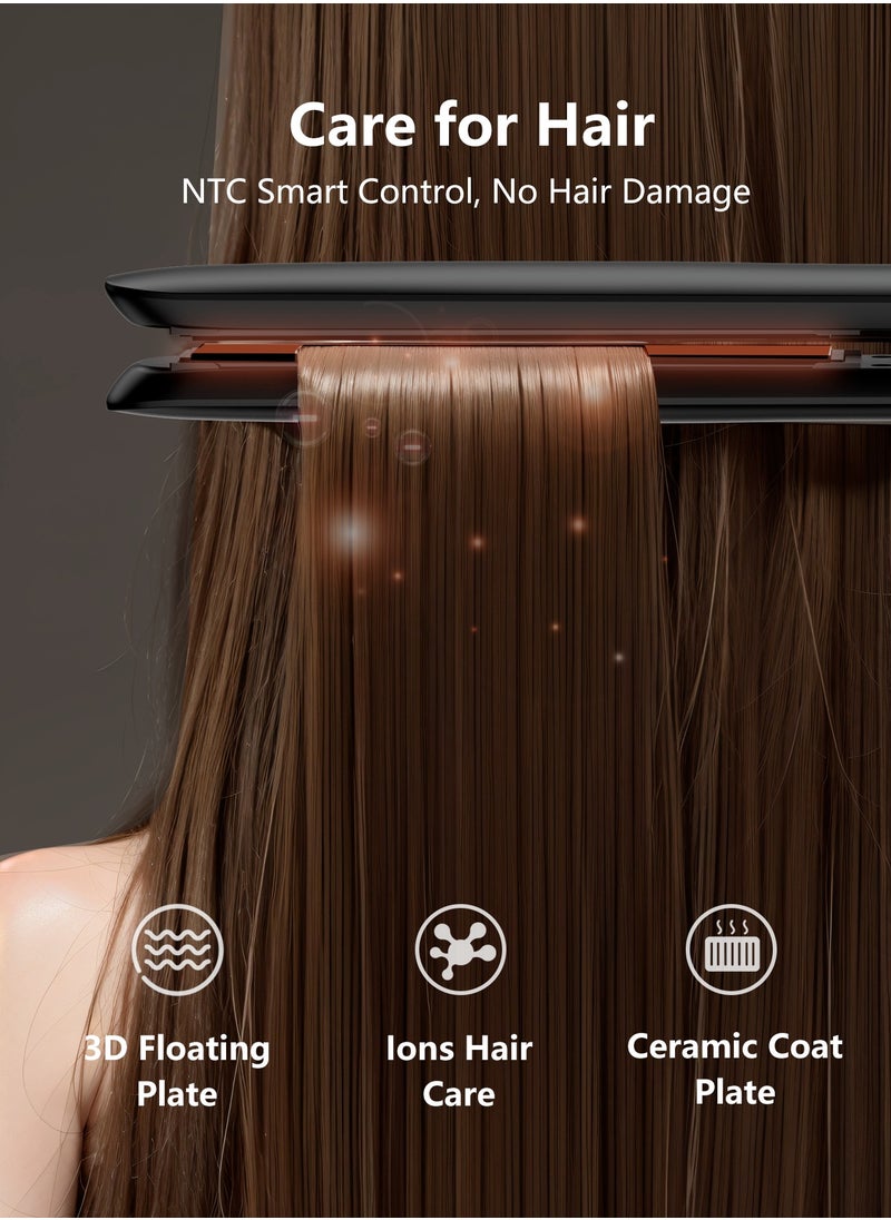 Kidoh Ceramic Hair Straightener, 2 in 1 Hair Straightener and Curler, 5 Heat Settings Up to 450℉/230℃, Dual Voltage Travel Flat Iron for Smooth Glide/Straighten Hair/Curl/Wave,Black  - Image 2
