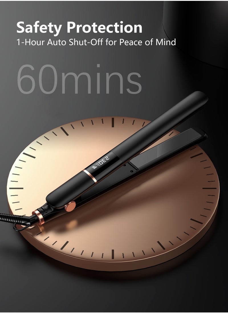Kidoh Ceramic Hair Straightener, 2 in 1 Hair Straightener and Curler, 5 Heat Settings Up to 450℉/230℃, Dual Voltage Travel Flat Iron for Smooth Glide/Straighten Hair/Curl/Wave,Black  - Image 4