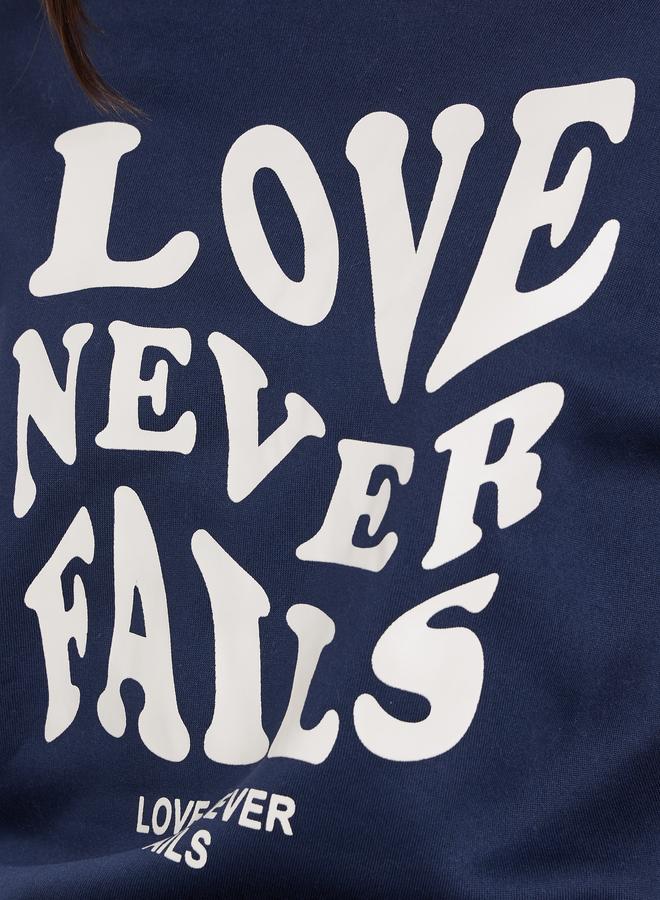 Take Two Navy Blue Slogan Print Relaxed Fit Sweatshirt - Image 4