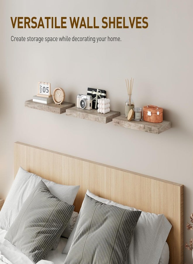 RALGEND Floating Shelves for Wall, 1.5" Thick Wall Shelf Set of 3 with Invisible Brackets, L15.7 x W7.9 Hanging Book Shelves Farmhouse Home Decor for Bathroom, Living Room, Bedroom, Kitchen, Greige - Image 4