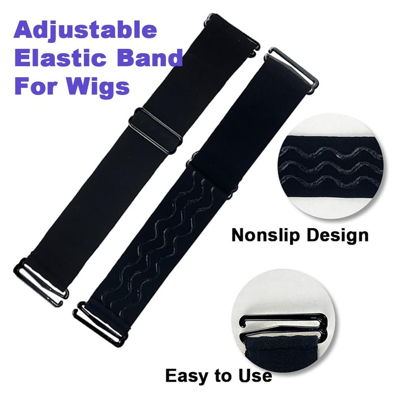 GELXGRIT 2 PCS Adjustable Elastic Band for Wigs Removable Wig Band Nonslip Wig Strap Black Elastic Bands for Glueless Wig Making Wig Cap Accessories - Image 2