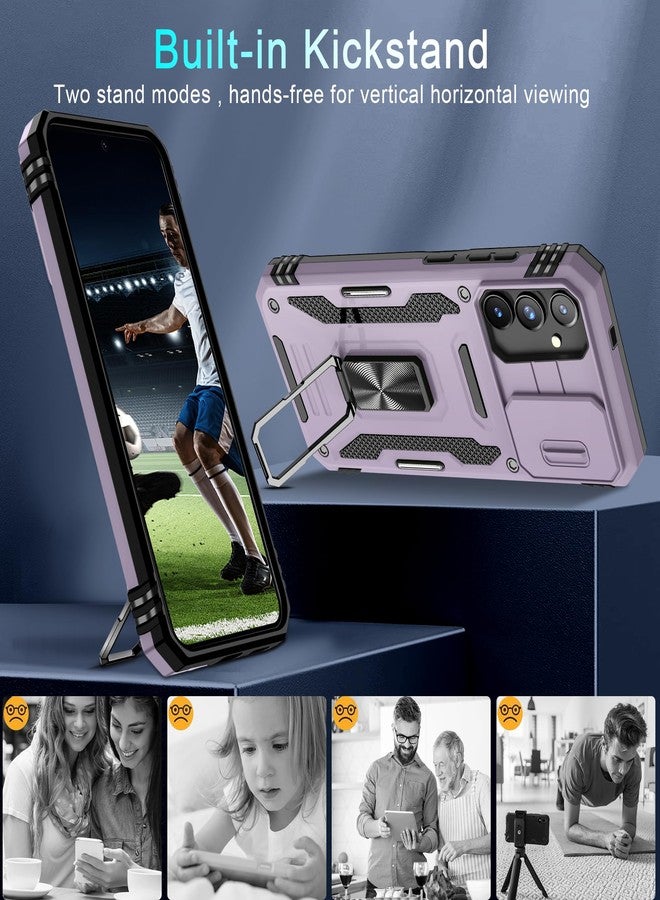 DEERLAMN Case for Samsung Galaxy S24+ Plus with Slide Camera Cover+Screen Protector (1 Pack), Rotated Ring Kickstand Military Grade Shockproof Protective Cover-Deep Purple - Image 5