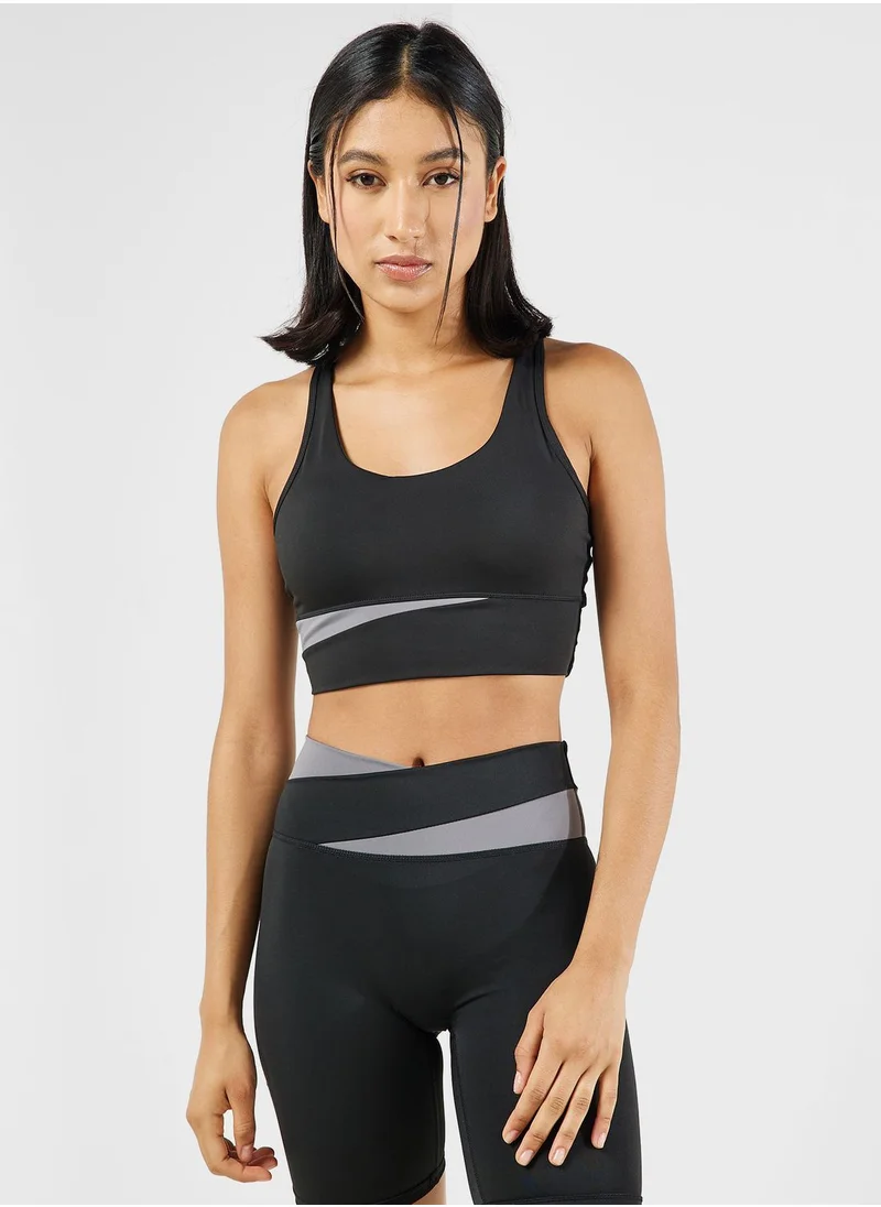 FRWD Contrast Trim Sports Bra & Biker Short Set